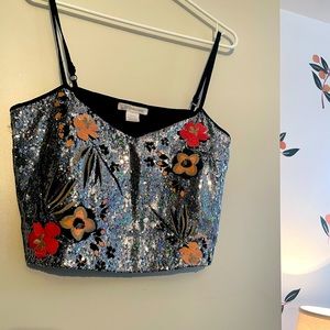 Sequinned crop tank